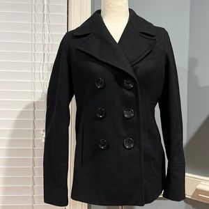 Michael kors black wool blend pea coat (short style)